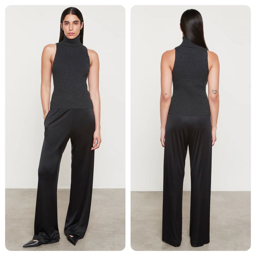 ENZA COSTA Liquid Jersey Resort Pant Womens Medium Navy Blue High Rise Straight